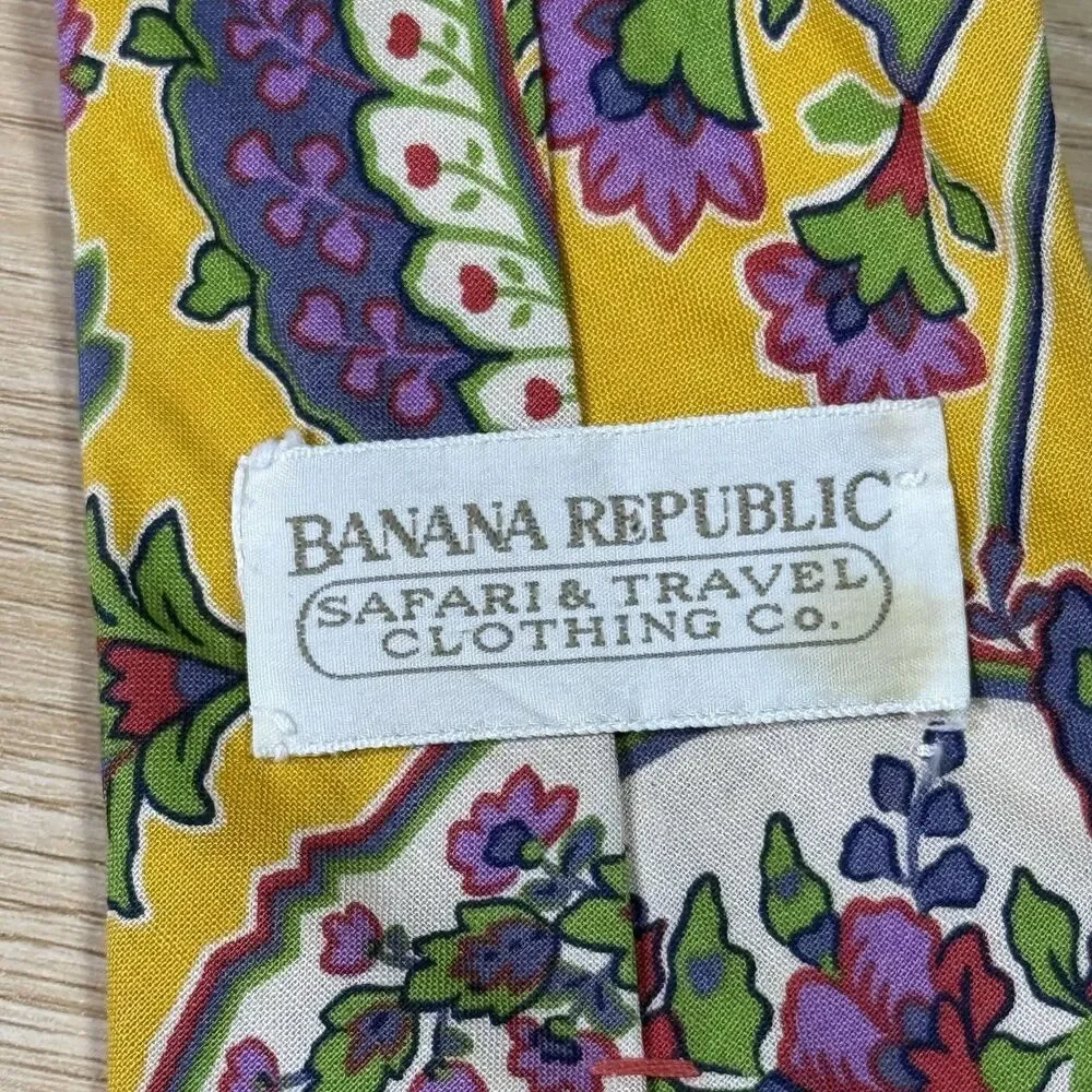 Vintage 90s Banana Republic Safari Company Lot Of 3 Ties AOP Cotton Floral Artsy